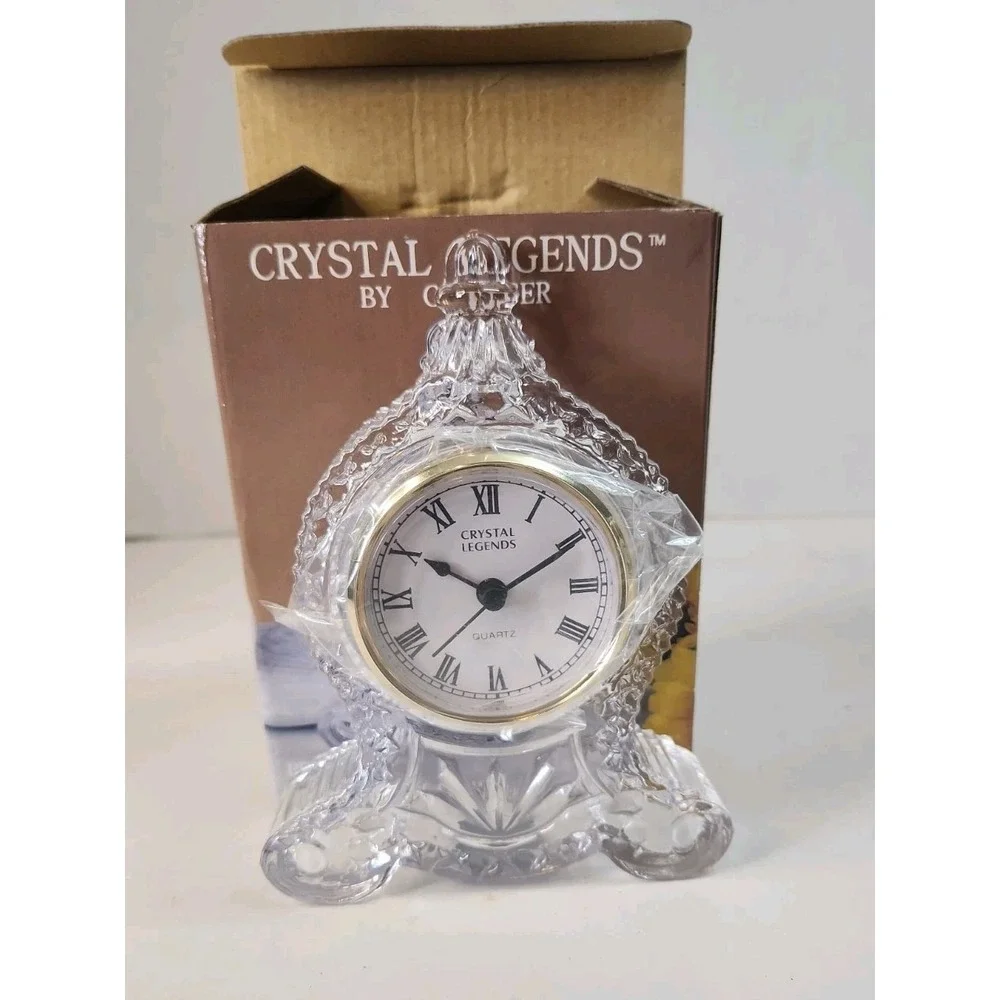 Vintage Godinger Crystal Legends Petite Gothic Clock 24% Lead Crystal Open Box
